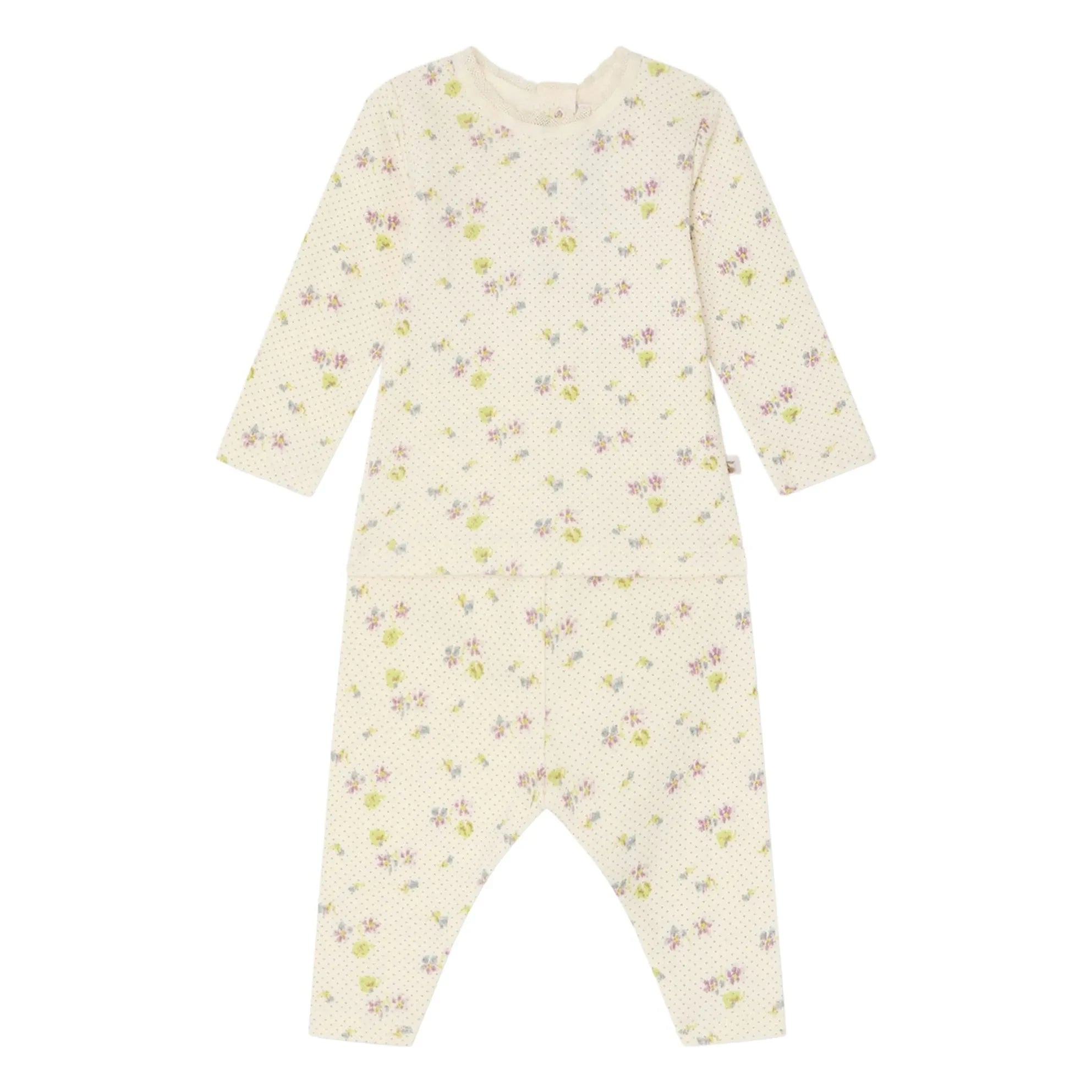 Bonpoint - Genna Fleuri Bio-Baumwoll-T-Shirt und Leggings Set | Ecru