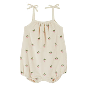 Emile et Ida - Kirschenoverall aus Bio-Baumwollfrottee | Creme