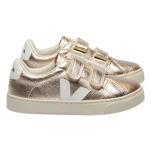 Veja - Esplar Leder O.T. Gestreifte Sneakers | Goldbraun