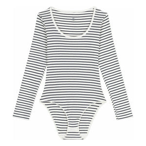 Petit Bateau - Gestreifter Feinripp-Body | Weiß