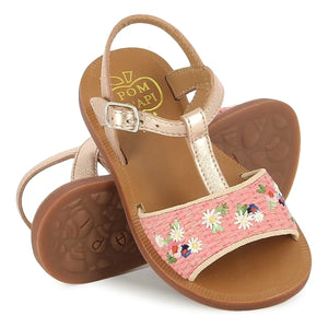 Pom d'Api - Sandalen Plagette Raphia Brod | Rosa