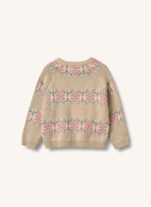 Wheat - Alberte Jacquard Bio-Baumwolle Pullover | Beige