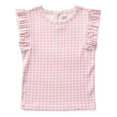 Soor Ploom - Pointelle Rüschen Gingham Bio-Baumwoll-T-Shirt | Rosa