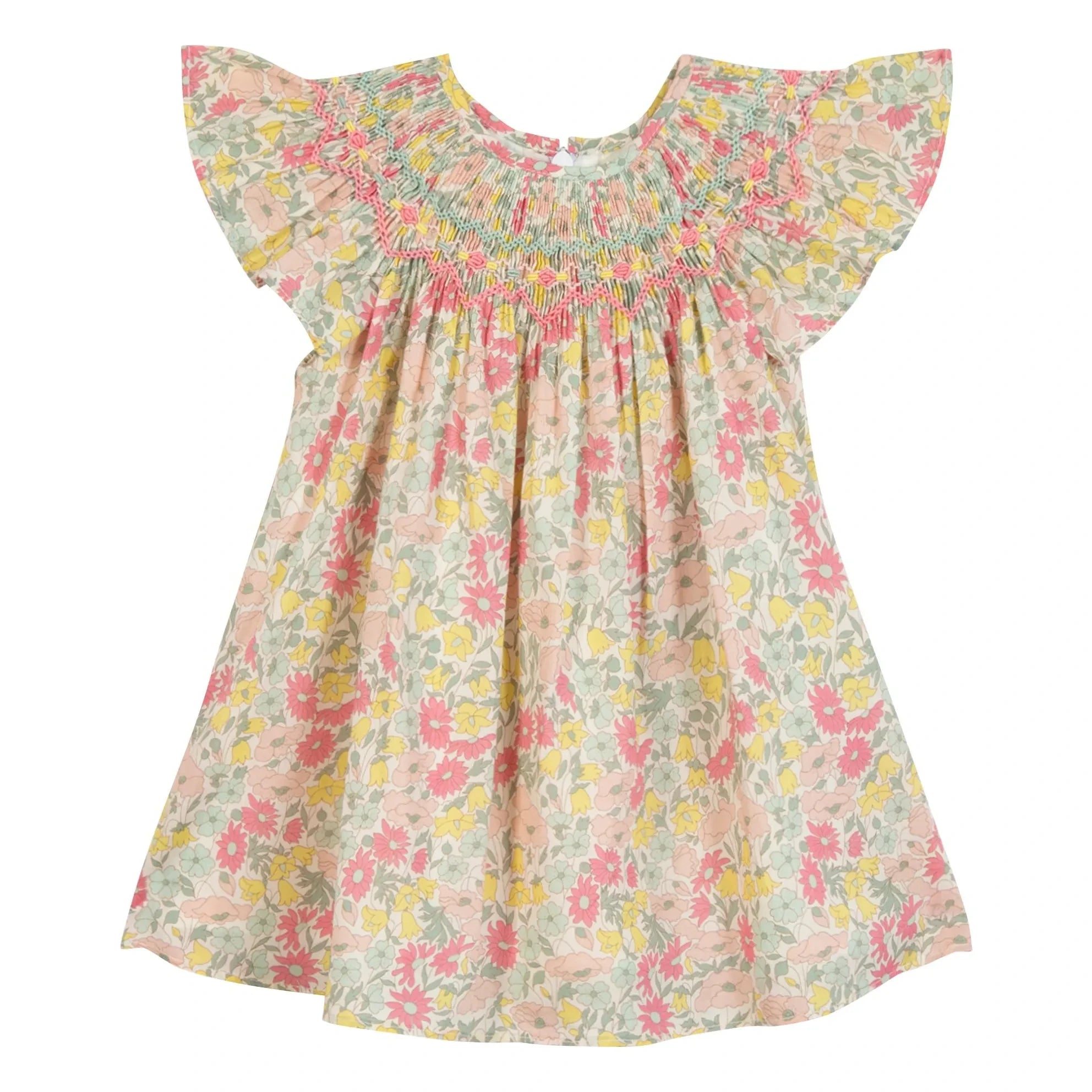 Tartine et Chocolat - Geblümtes Kleid mit Raffungen | Gelb