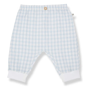 1+ in the family - Karpathos Vichy Seersucker Hose | Hellblau