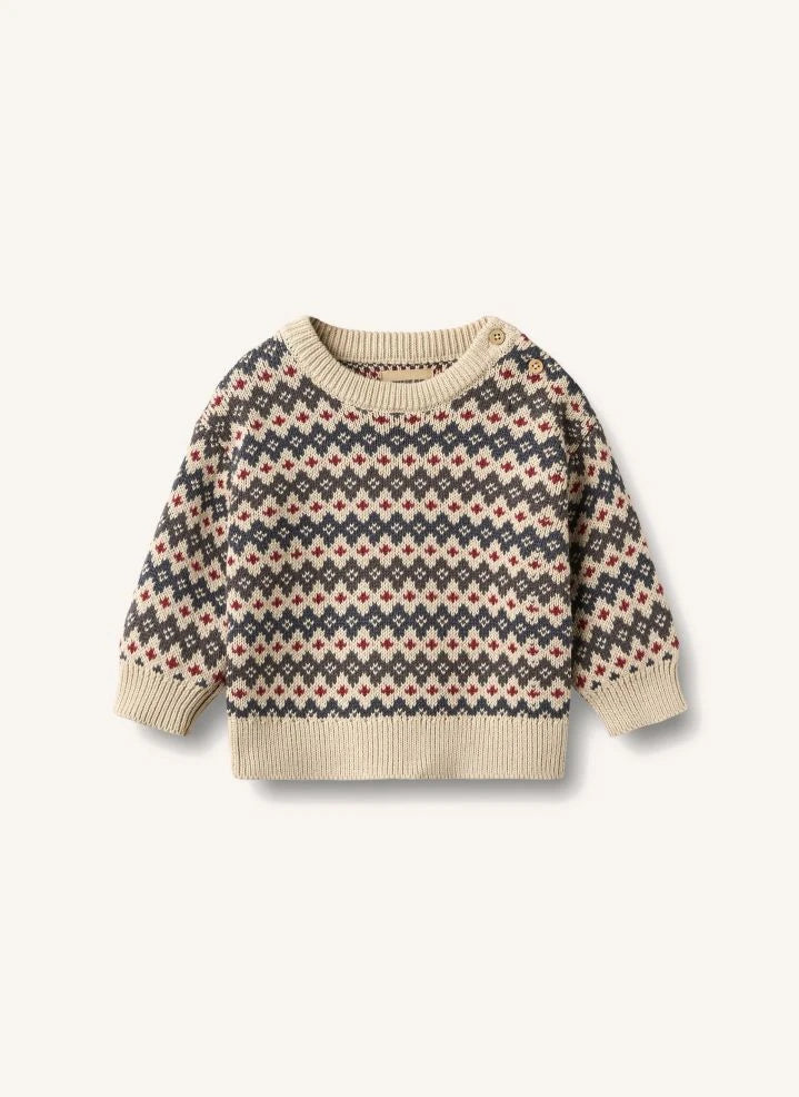 Wheat - Harlow Bio-Baumwoll-Baby-Jacquard-Pullover | Beige