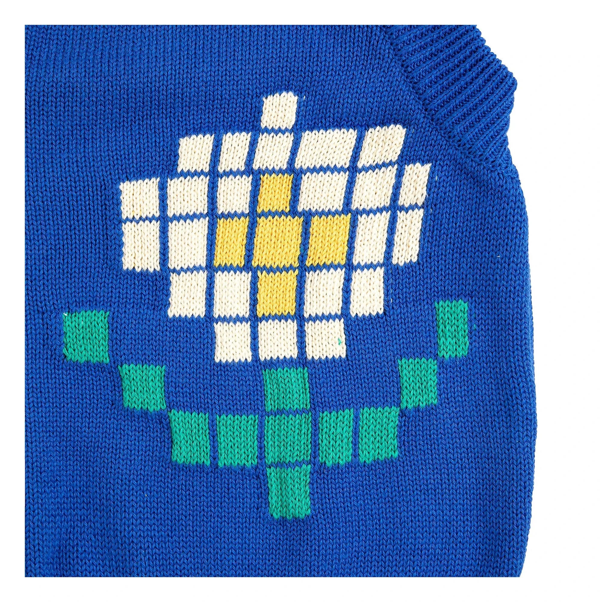 Bobo Choses - Pixel Flower Bio-Baumwoll-Strickjacke | Blau