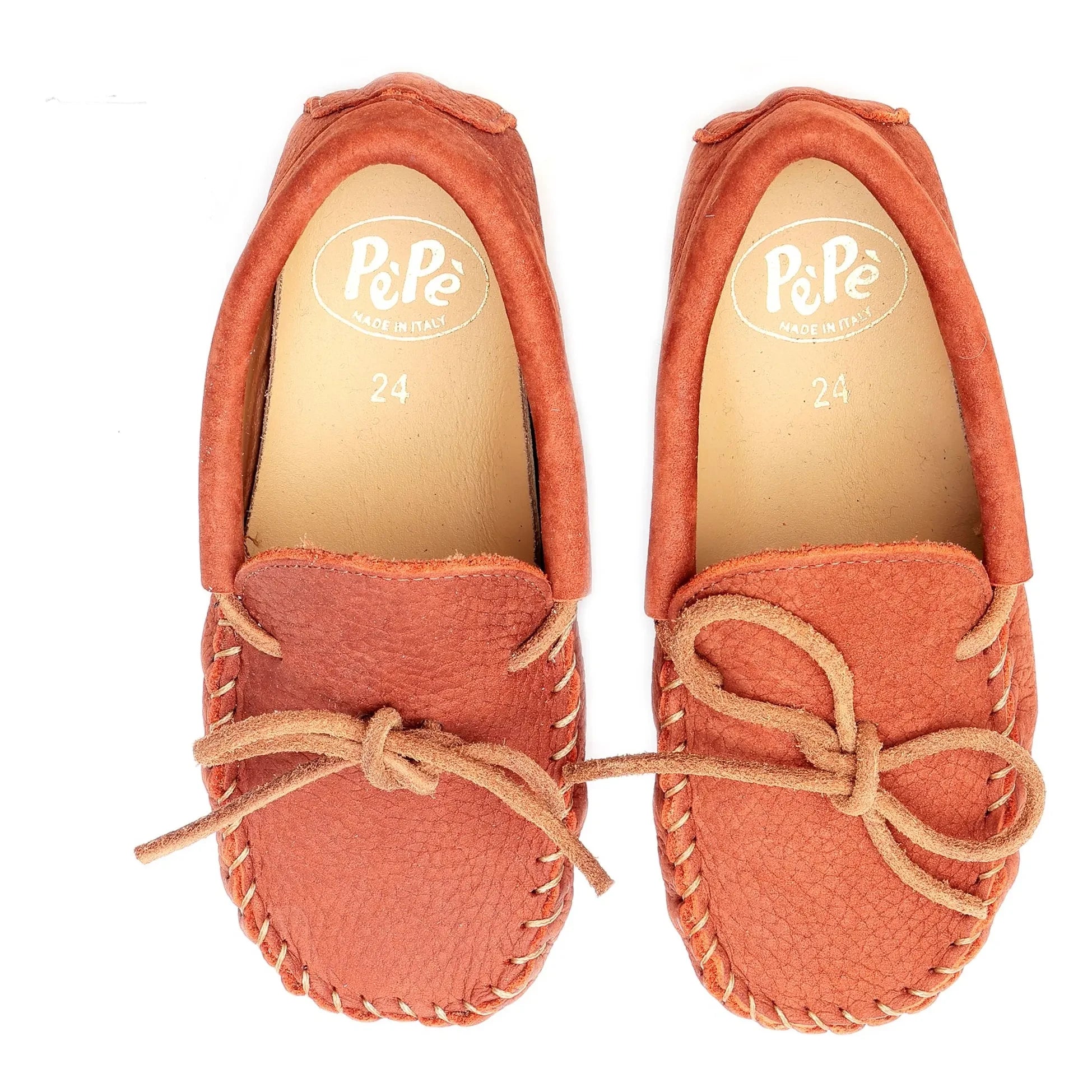 Pèpè - Nubuk Slipper mit zwei Materialien | Ziegelrot