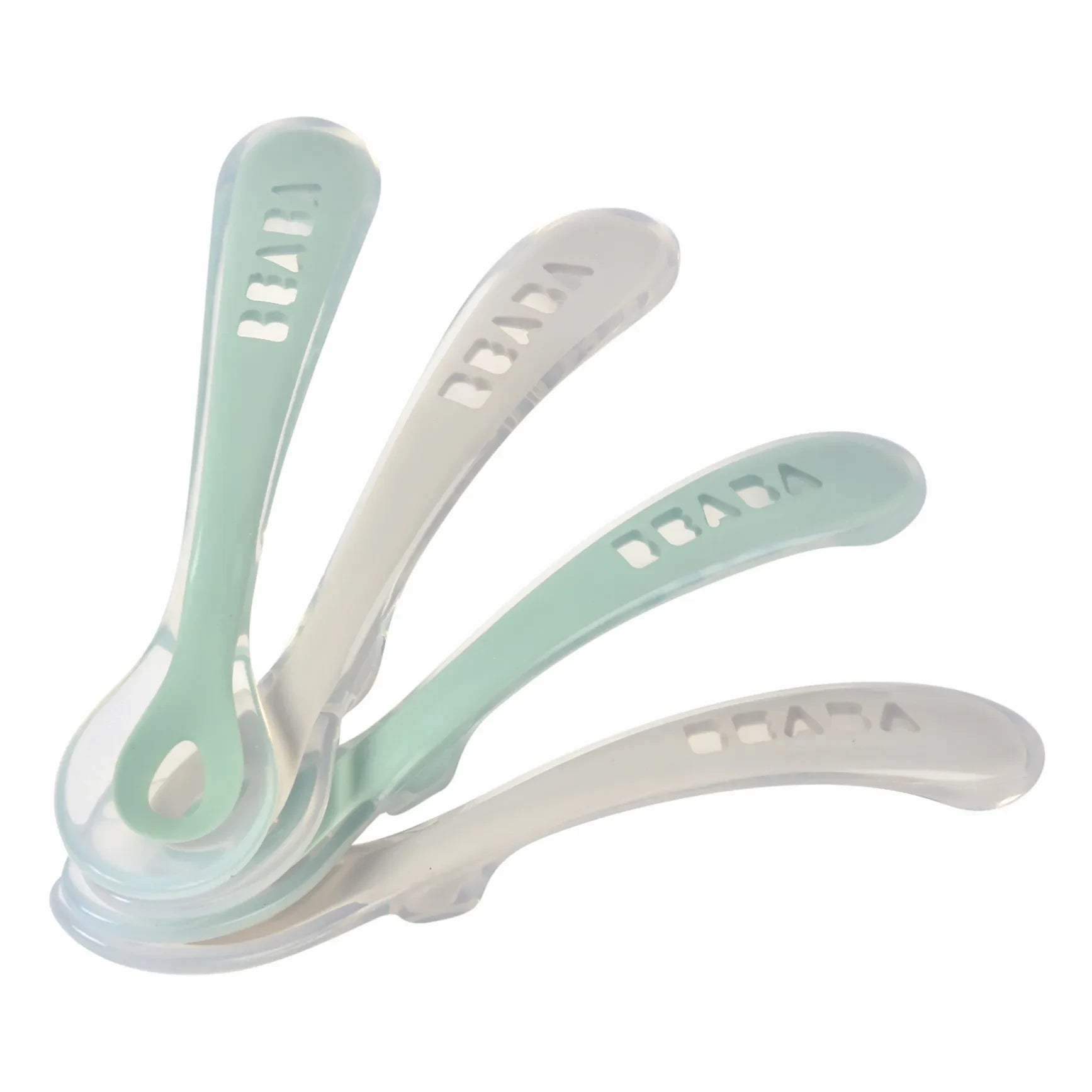 Béaba - Weiche Silikonlöffel für das 2. Lebensjahr - 4er Set | Salbei