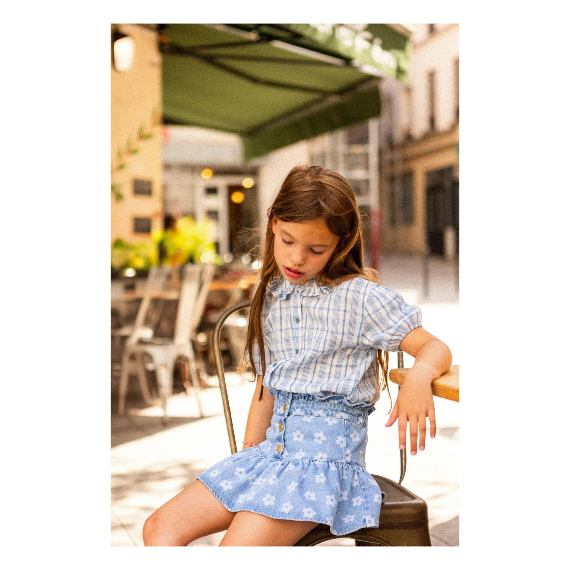 Louis Louise - Denim Pipeau Rock mit Blumenmuster | Hellblau