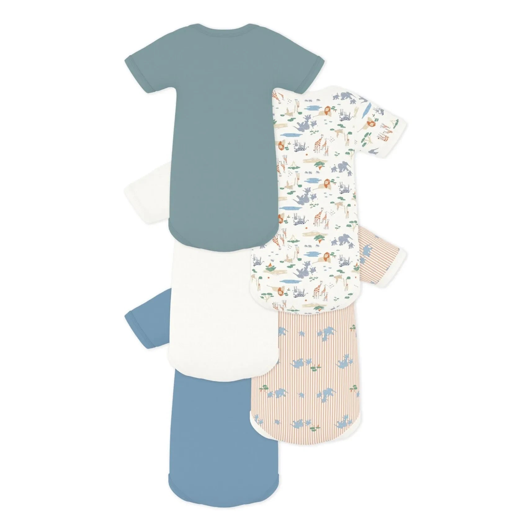 Petit Bateau - 5er-Pack Bio-Baumwoll-Bodys mit Tiermotiven | Blau