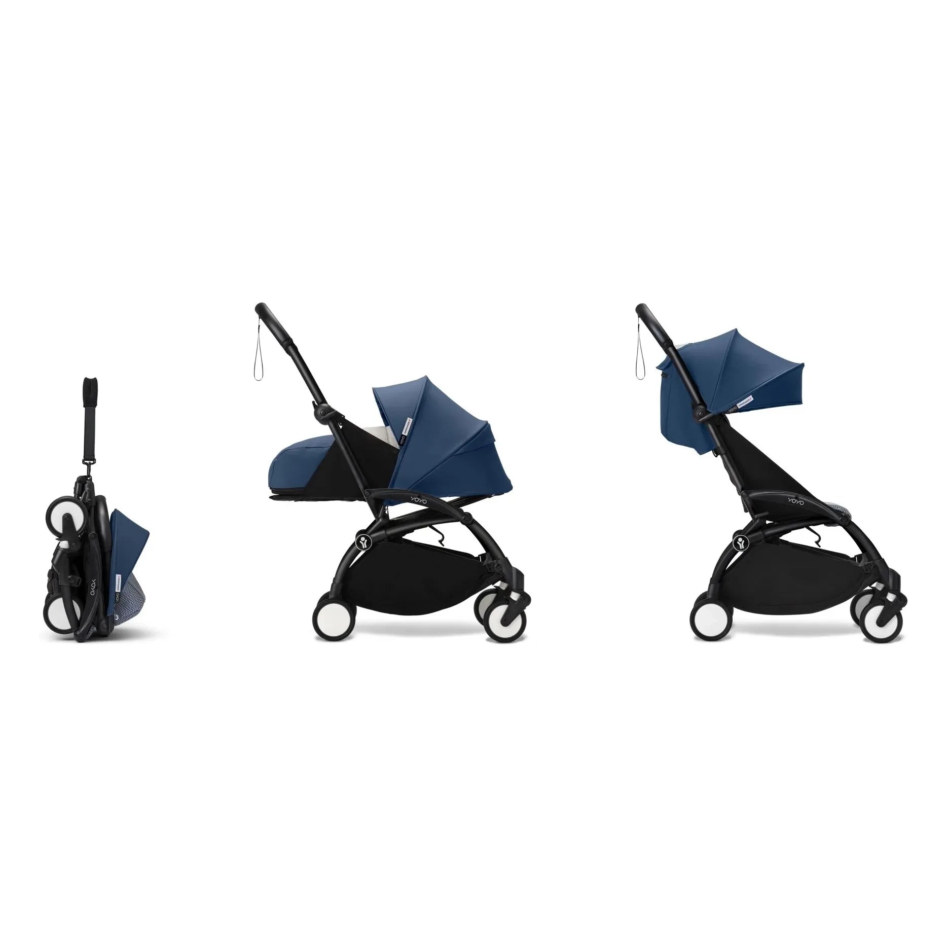 Stokke® - YOYO³ tam bebek arabası 0+ ve 6+ Siyah çerçeve | Air France Mavisi