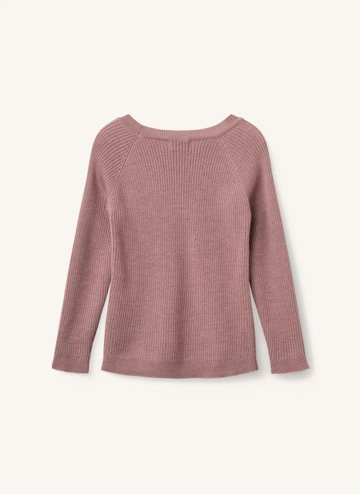 Copenhagen Colors - Klasik Çizgili Merino Yün Kazak | Toz Pembe