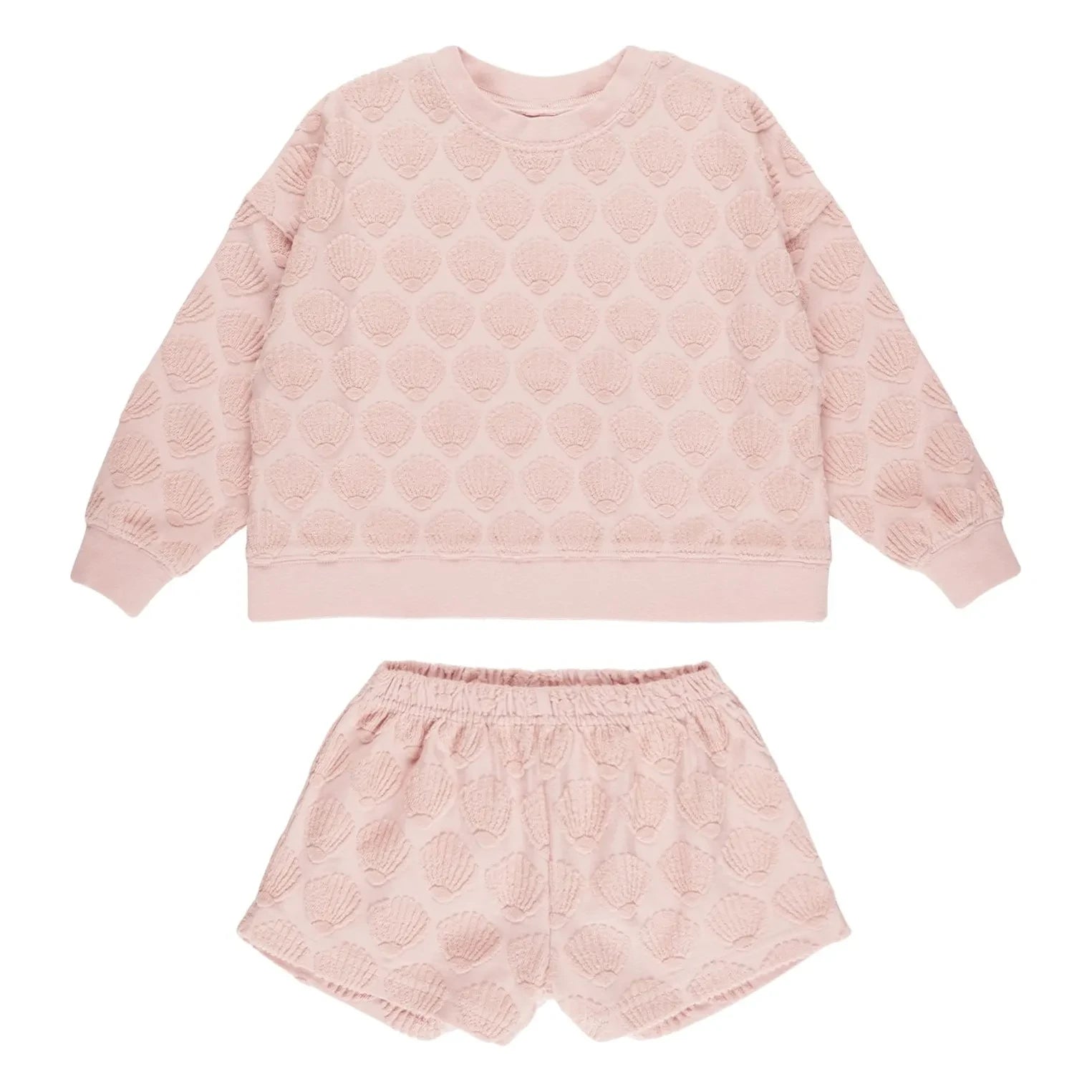 Rylee + Cru - Terry-Sweatshirt und Shorts-Set | Hellrosa