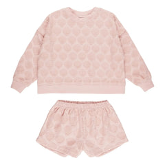 Rylee + Cru - Terry-Sweatshirt und Shorts-Set | Hellrosa
