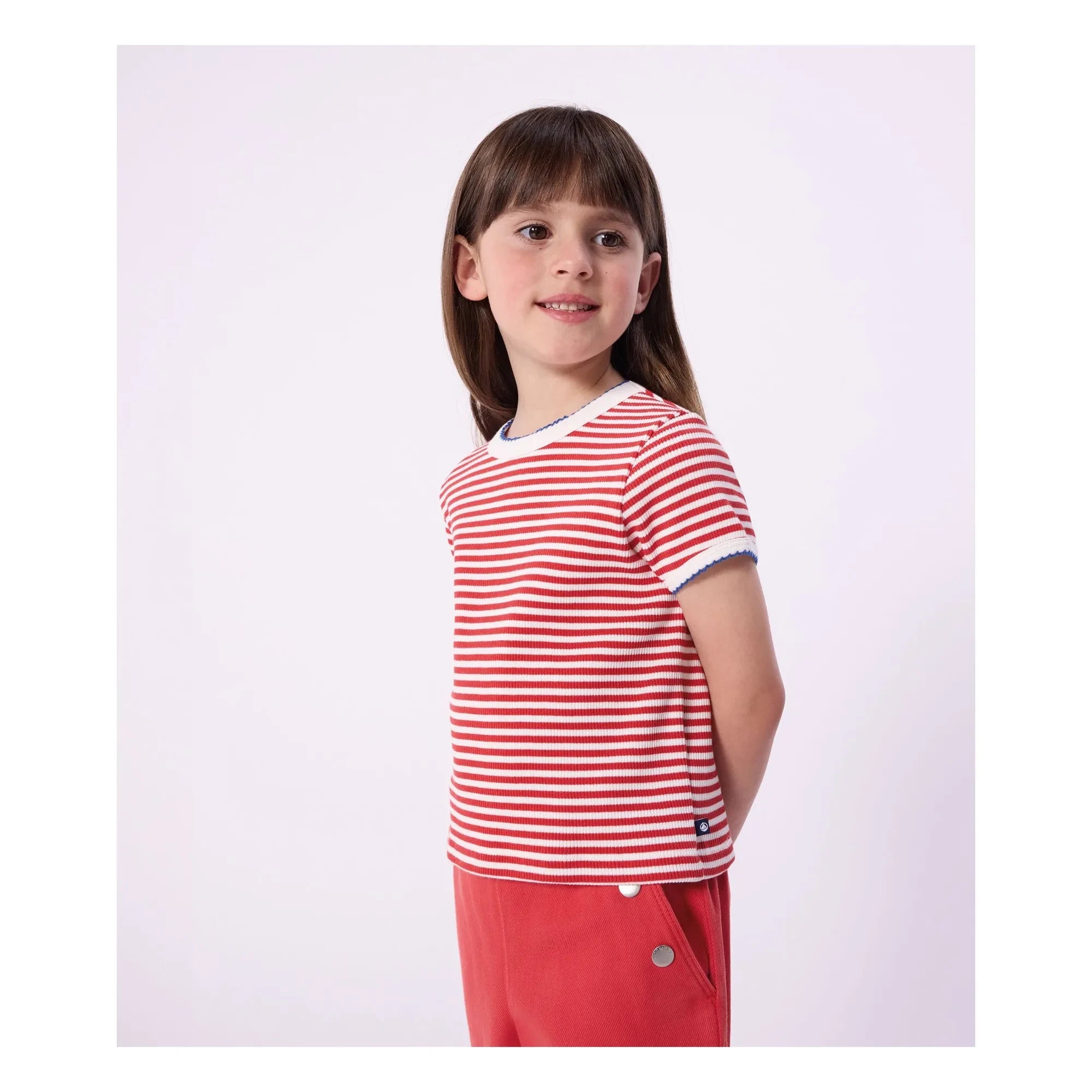 Petit Bateau - Geripptes T-Shirt | Rot