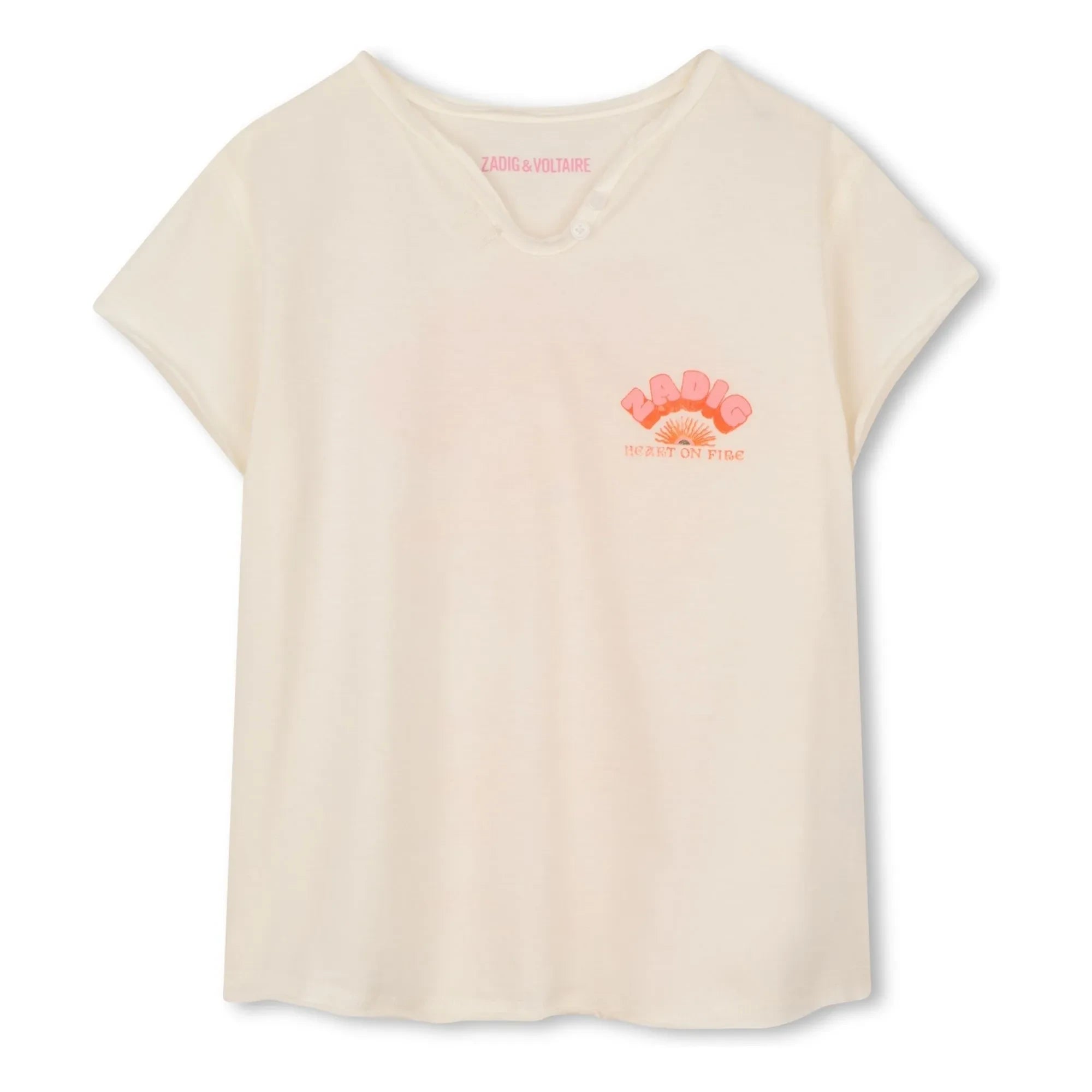 Zadig & Voltaire – Tunika-T-Shirt „Heart On Fire“ | Ecru