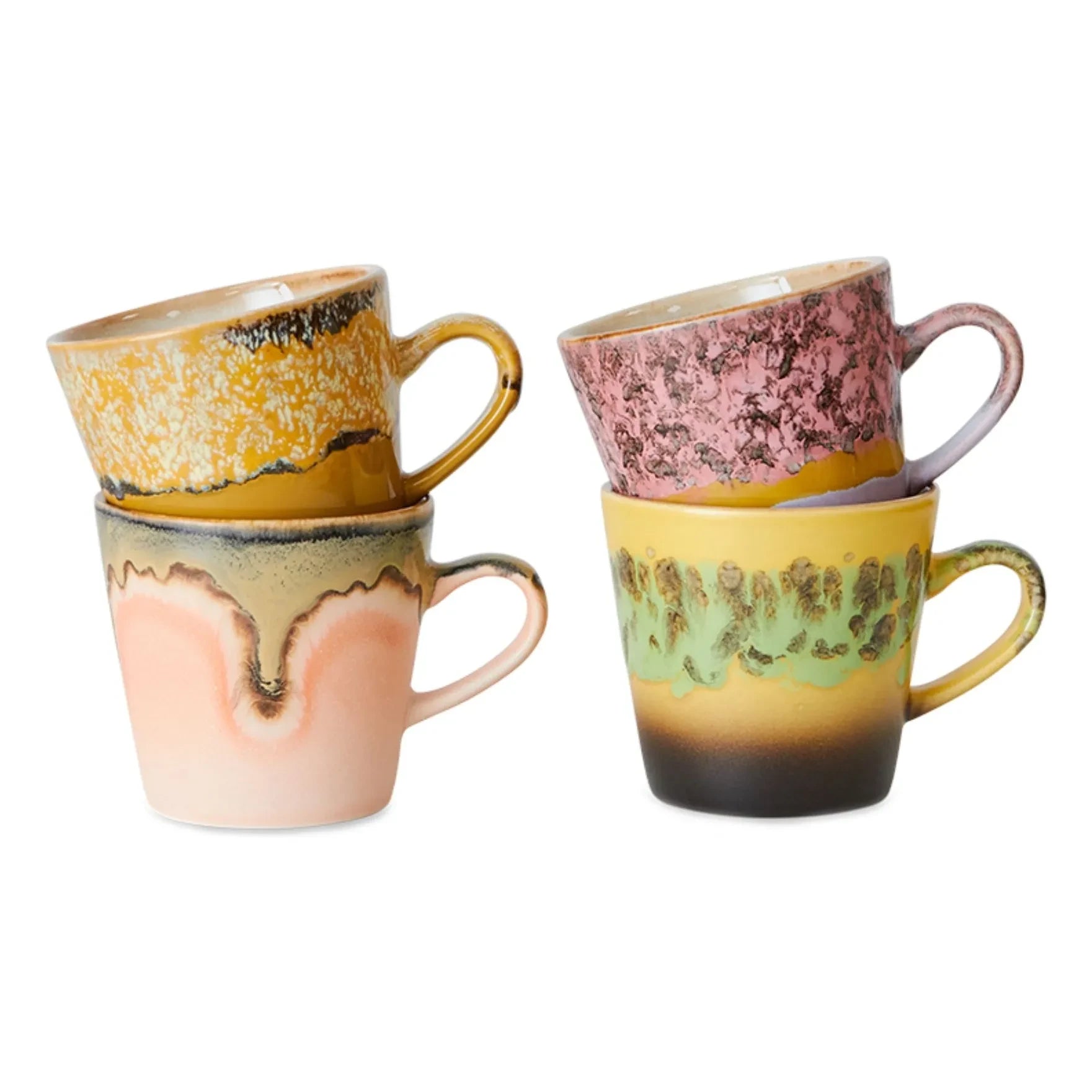 HKliving - Terrakotta Keramikbecher - 4er Set | Mehrfarbig