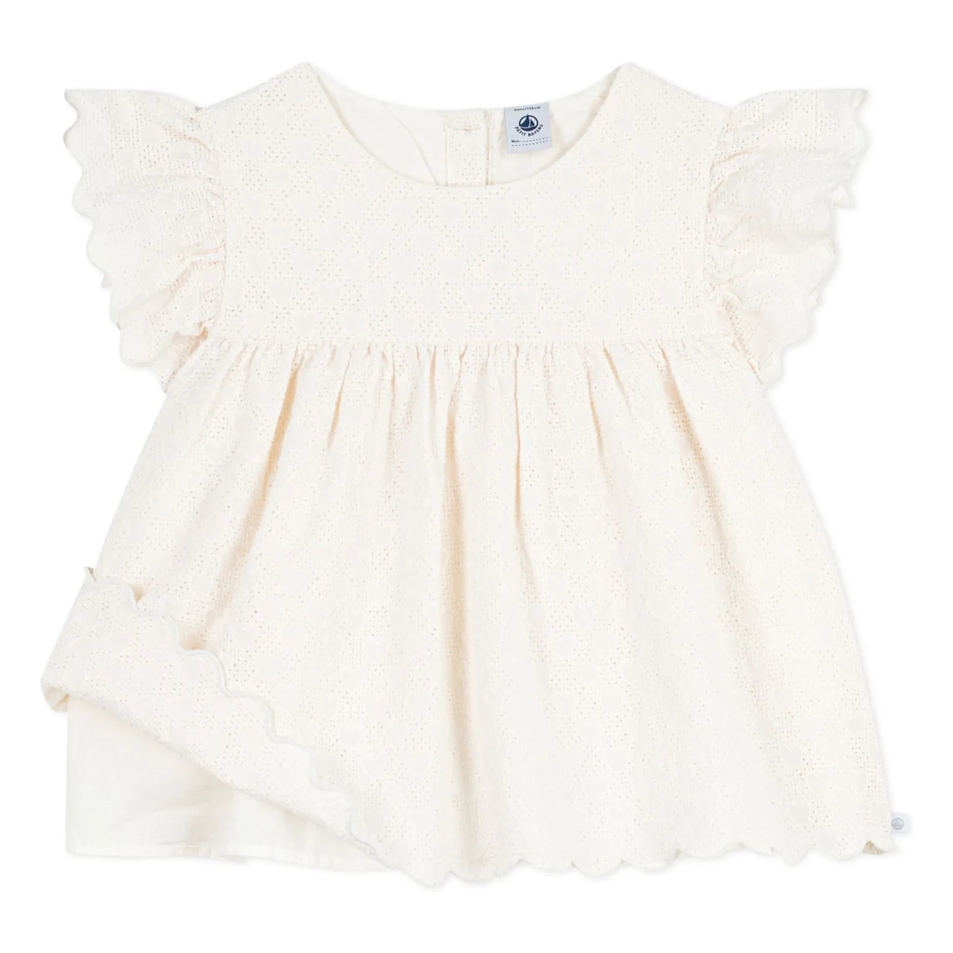 Petit Bateau – Broderie Anglaise Bluse aus Bio-Baumwolle | Ecru