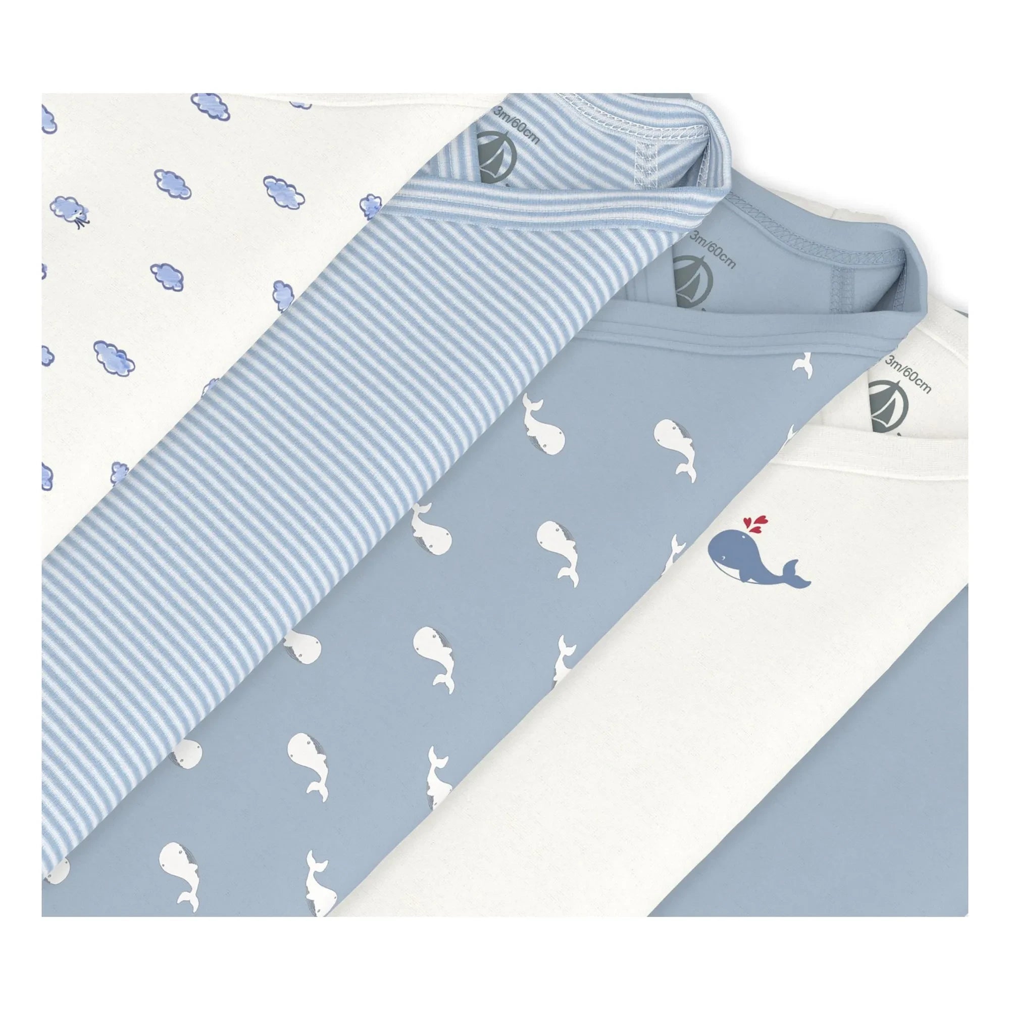 Petit Bateau - 5er-Pack Wal-Umhängetaschen Bio-Baumwolle | Blau