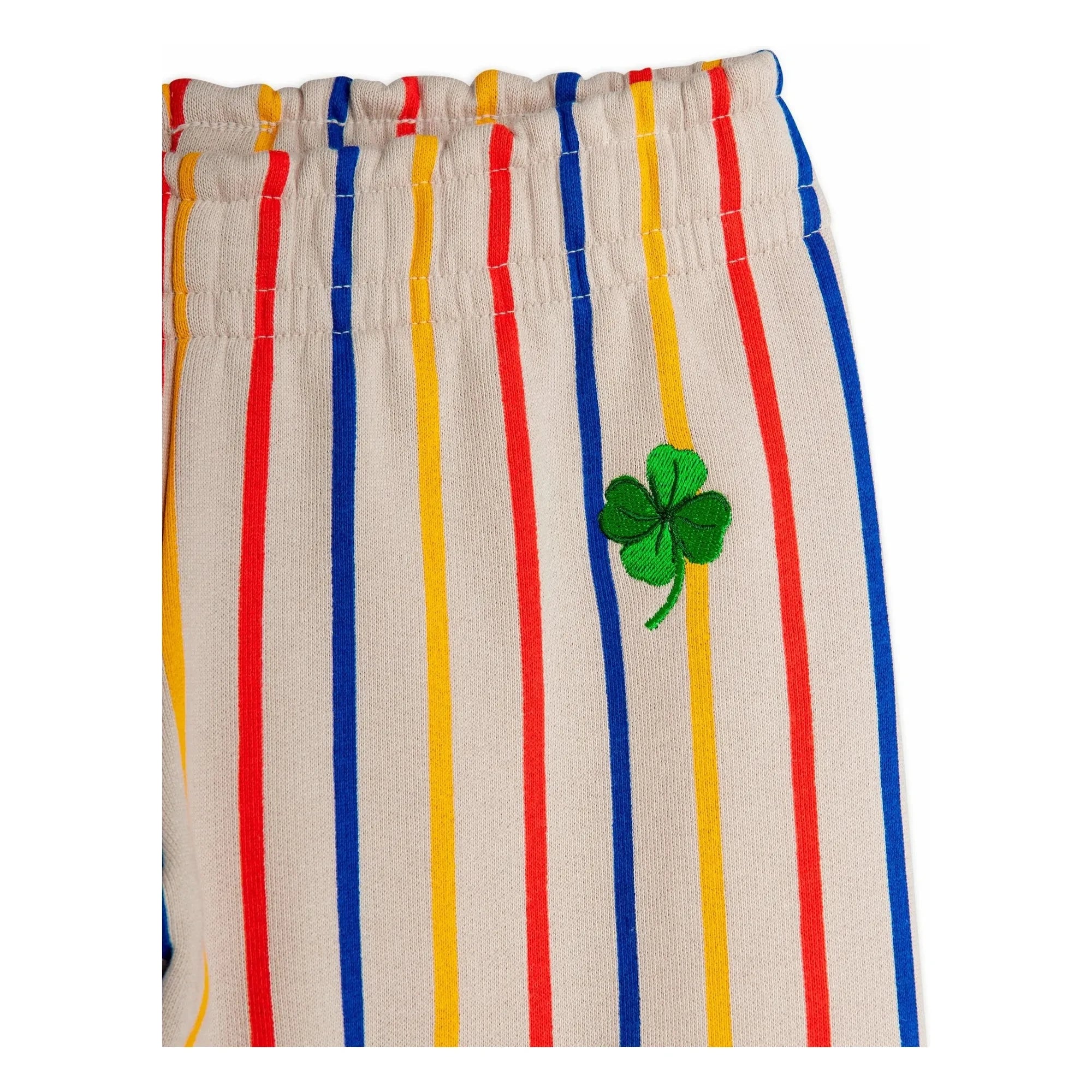 Mini Rodini - Kleeblatt-gestreifte Bio-Baumwoll-Jogginghose | Ecru