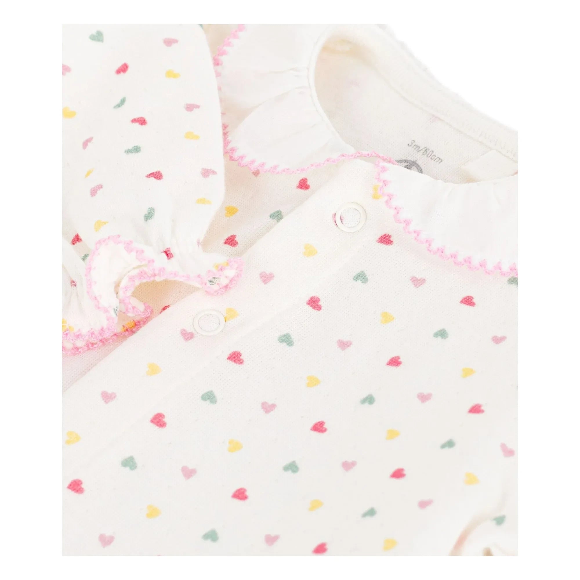 Petit Bateau - Schlafanzug Dors Bien Hearts Tubique Bio-Baumwolle | Weiß