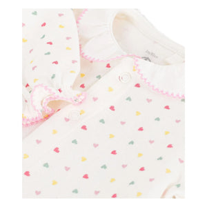 Petit Bateau - Schlafanzug Dors Bien Hearts Tubique Bio-Baumwolle | Weiß