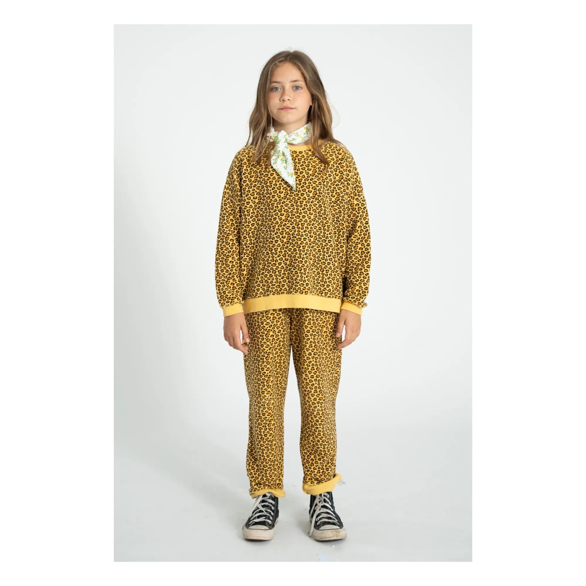 Piupiuchick - Jogger Hose aus Bio-Baumwolle mit Leopardenmuster | Senf