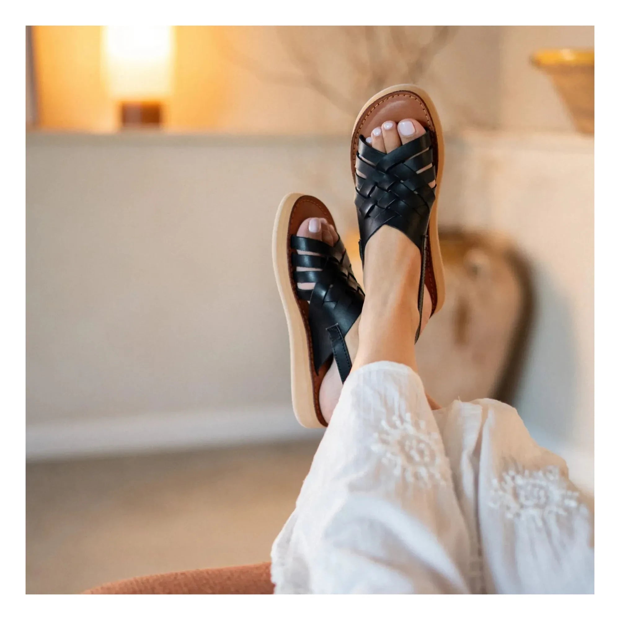 Mapache - Ledersandalen | Schwarz