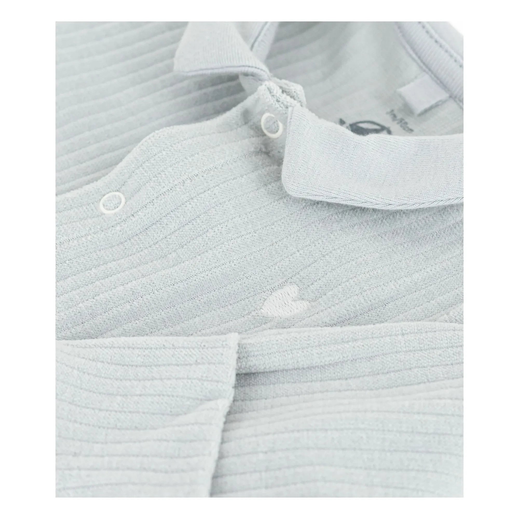 Petit Bateau - Organik Pamuklu Fitilli Pijama | Gri Melanj