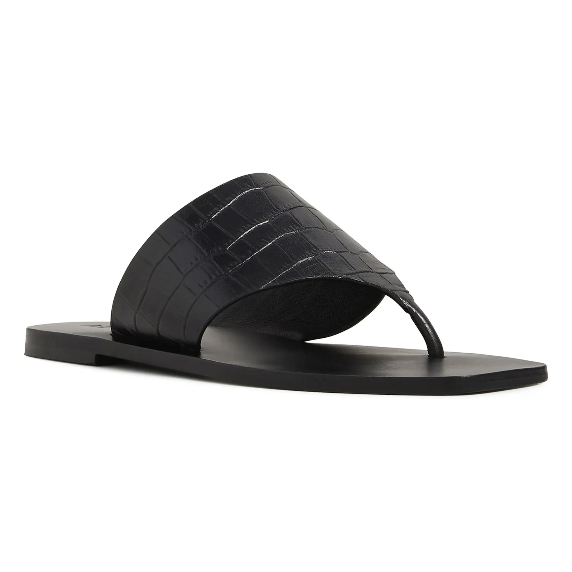 A. Emery - Zehensandalen mit Krokodilmuster | Schwarz