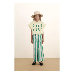 Tinycottons - Rosa Rüschen-T-Shirt aus Bio-Baumwolle | Blassgelb