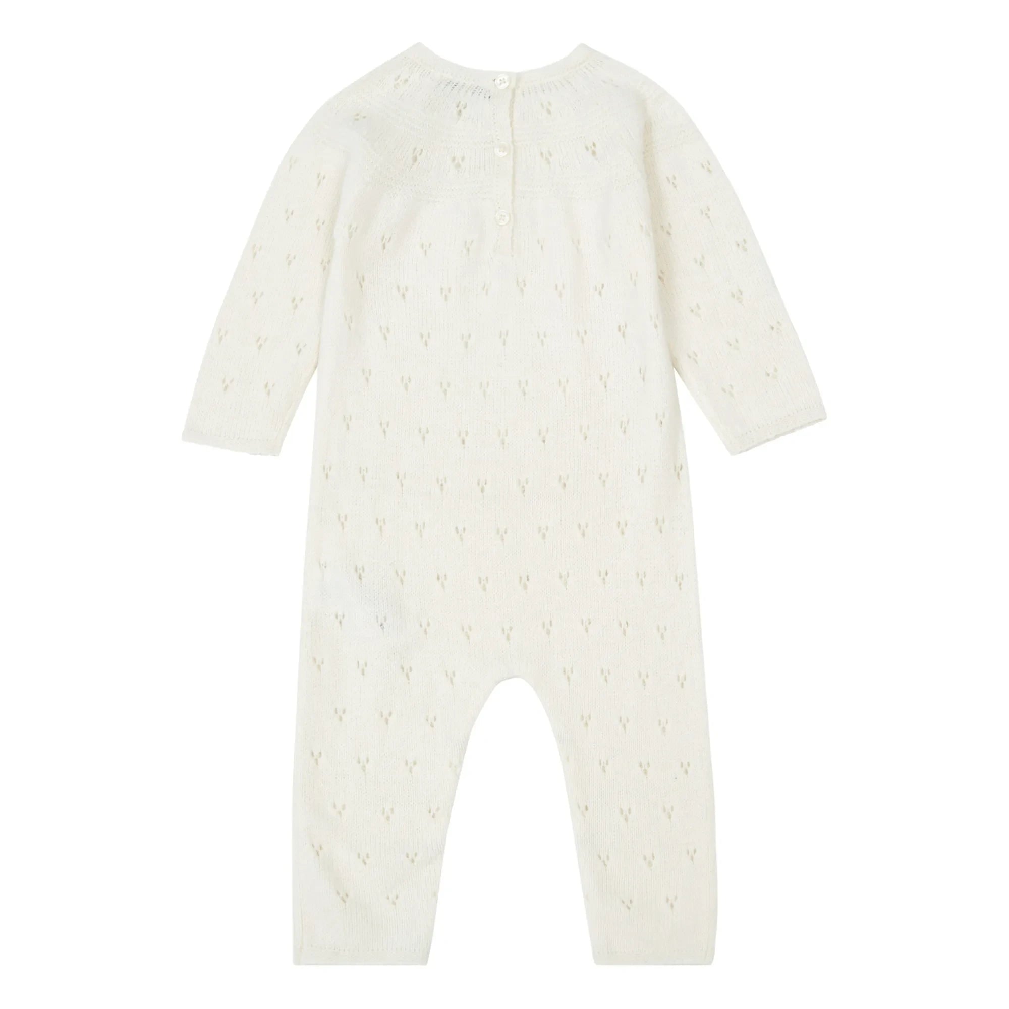 Bonton - Maman Merinowolle Durchbrochener Strampler | Ecru