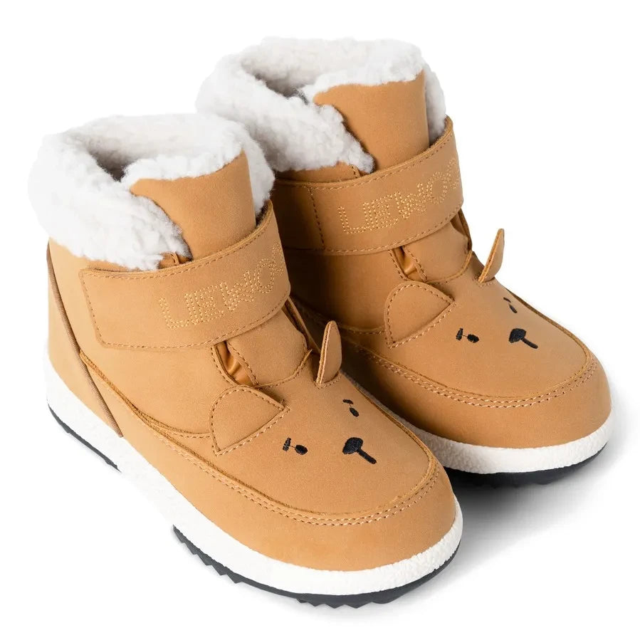 Liewood - Barley Bear Plüschgefütterte Stiefel aus recycelten Fasern | Karamell