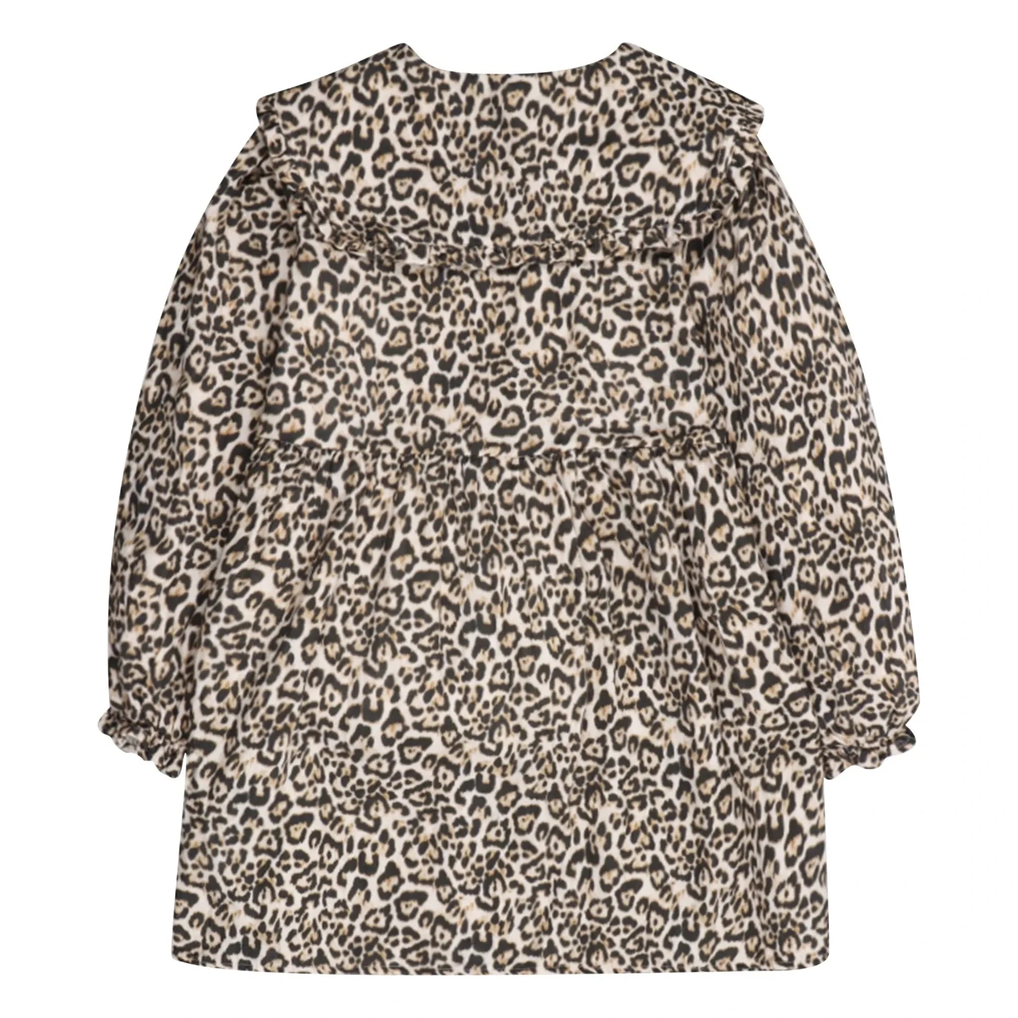 the new society - Nelia Leopar Zweilagiges Musselinkleid | Beige
