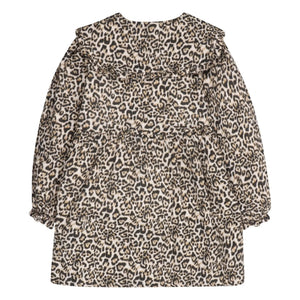 the new society - Nelia Leopar Zweilagiges Musselinkleid | Beige