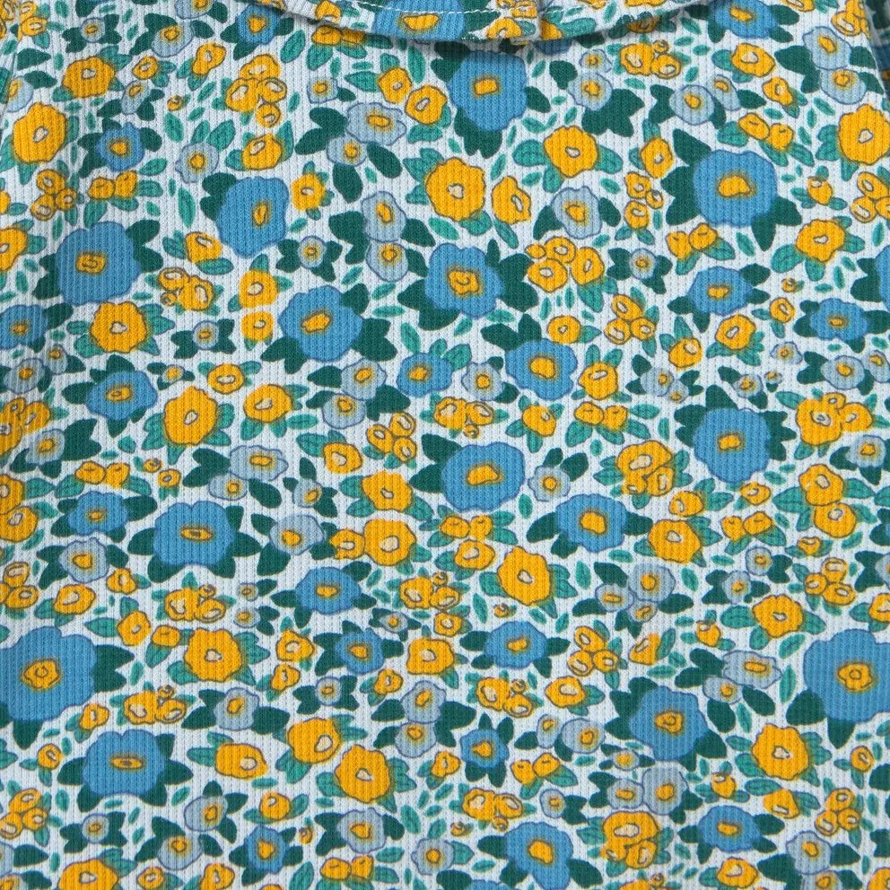 Tinycottons – Bio-Baumwoll-Body mit Rippstrick und Blumenmuster | Blau