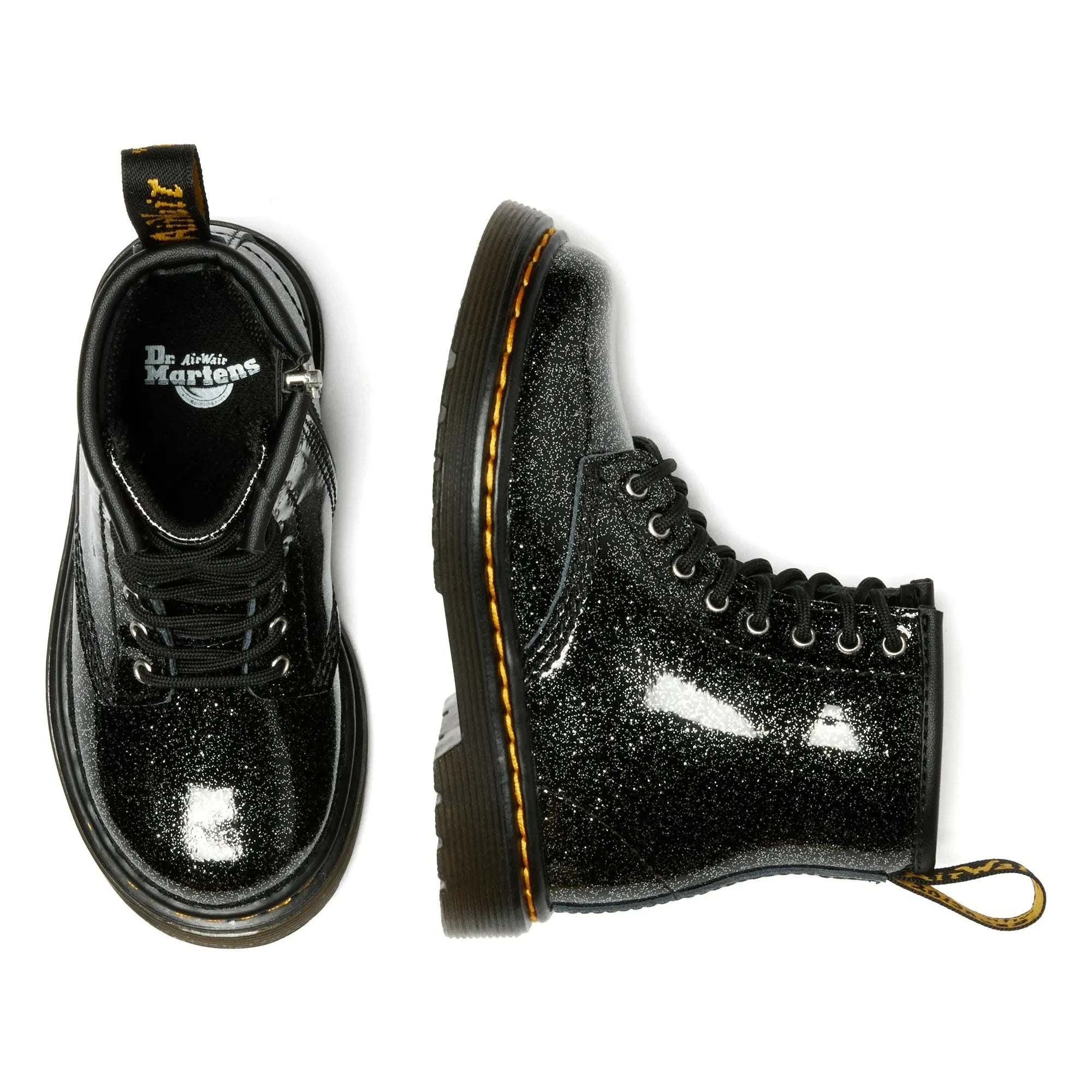 Dr Martens - 1460 J Glitzer Schnürstiefel | Glänzendes Schwarz