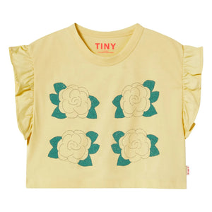 Tinycottons - Rosa Rüschen-T-Shirt aus Bio-Baumwolle | Blassgelb