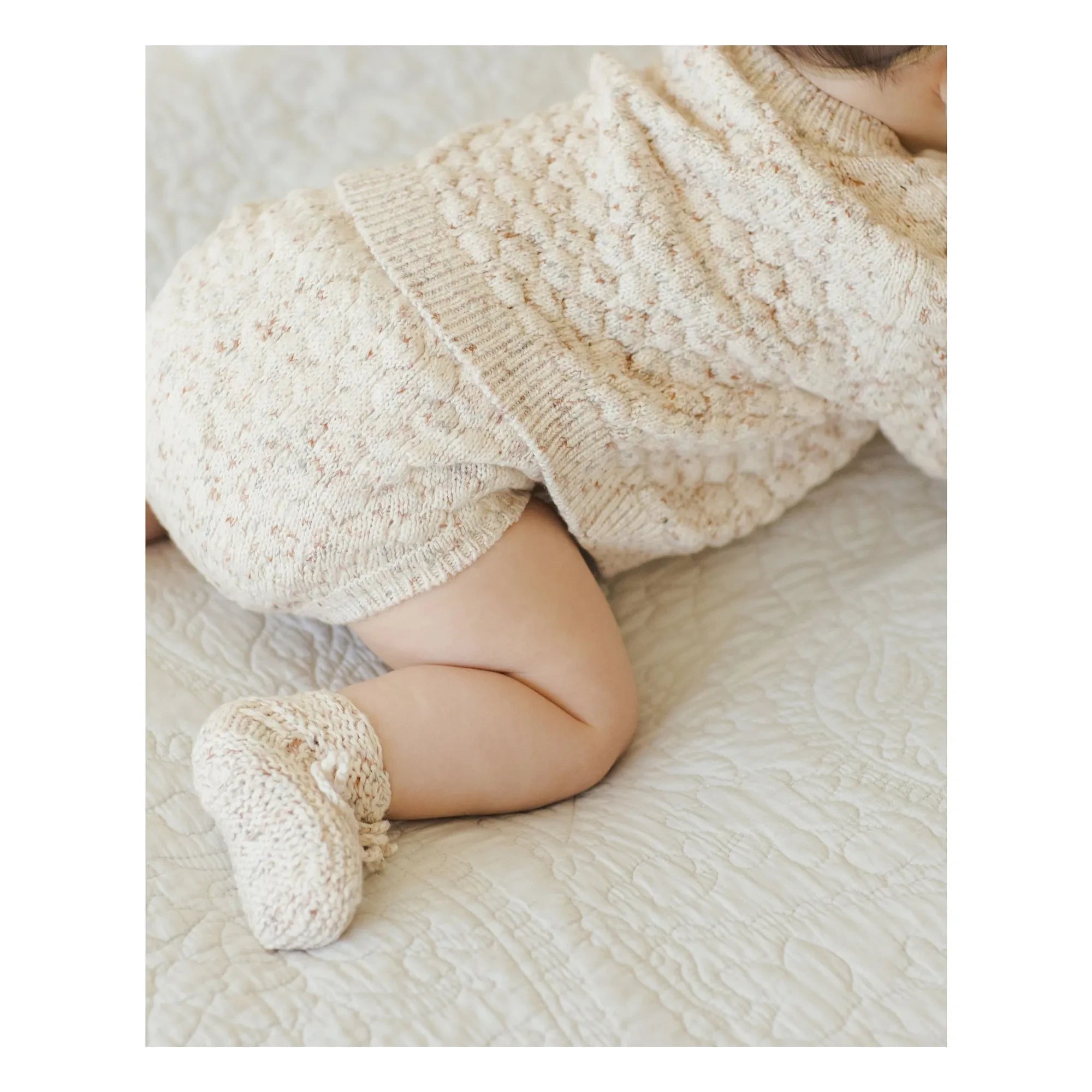 Quincy Mae - Bio-Baumwoll-Bubble-Strickjacke | Ecru