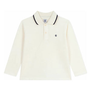 Petit Bateau - Poloshirt aus Bio-Baumwolle mit Kontrastkante | Naturweiß