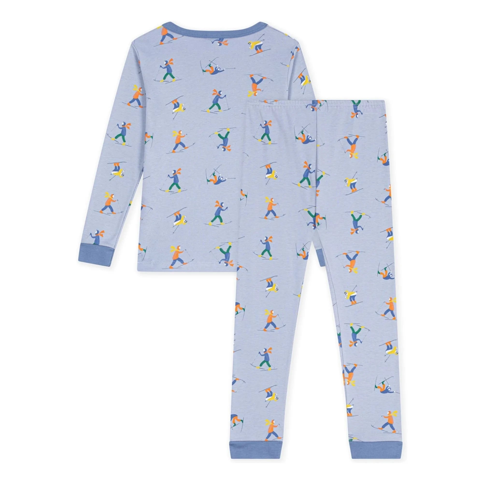 Petit Bateau - Büzgülü Pijama Kar Adamları Organik Pamuk | Gri mavi