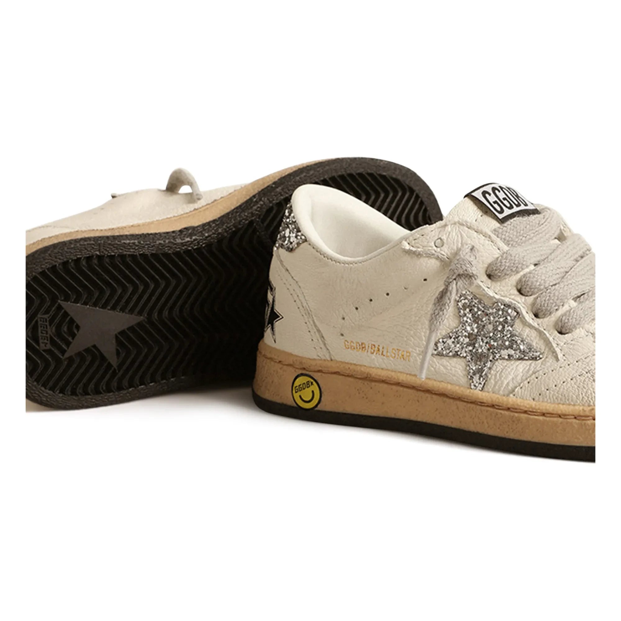 Golden Goose - Ballstar Sneakers mit Glitzer-Schnürsenkeln | Silber