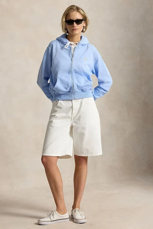 Polo Ralph Lauren kadın pamuklu fermuarlı kapüşonlu sweatshirt ISLAND FLC-KNT-SWEATSHIRT