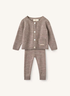Copenhagen Colors - Merinos Yünlü Hırka ve Tayt Seti | Taupe Brown