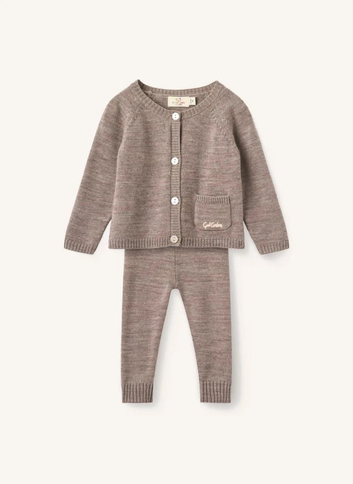 Copenhagen Colors - Merinos Yünlü Hırka ve Tayt Seti | Taupe Brown