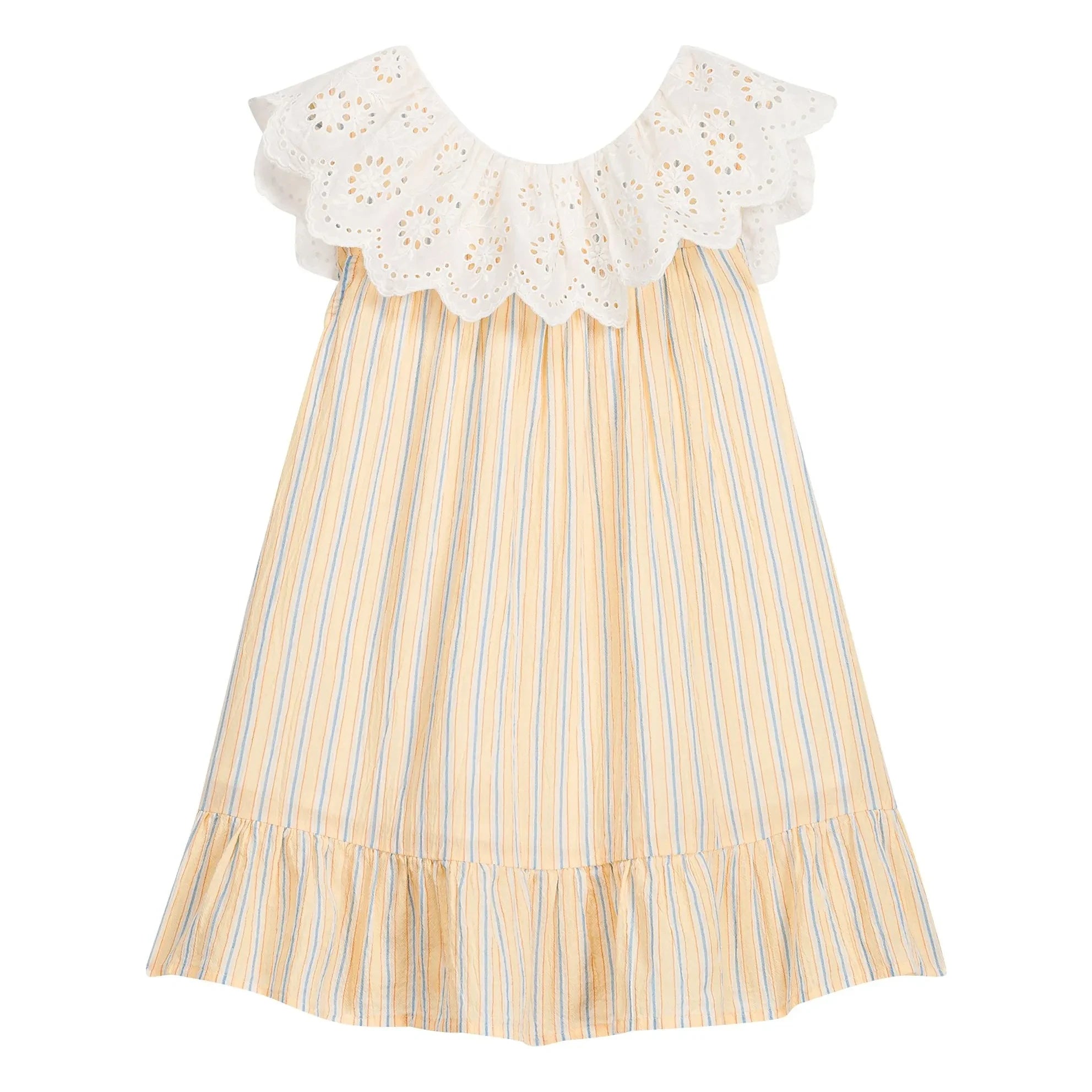 Louise Misha - Danya Gestreiftes Kleid aus Bio-Baumwolle | Gelb