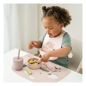 Done by deer - Tiny Farm Trinkbecher mit Strohhalm - 2er-Set | Rosa