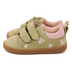 Lazare - Mahaut Fleuries Wildleder-Sneaker mit Kratzern | Mandelgrün