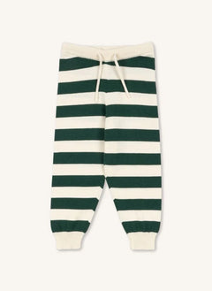 Konges Sløjd - Manis Geniş Çizgili Organik Pamuklu Örme Pantolon | Ekru